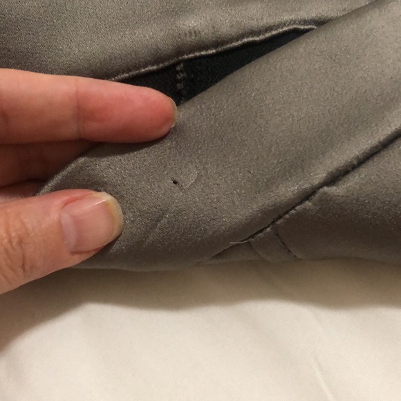 Zara grey metallic sheen satin asymmetrical hem line midi skirt - Picture 4 of 7